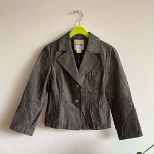 Kensie Gray Blazer with Fuschia Lined 7/8 Sleeves